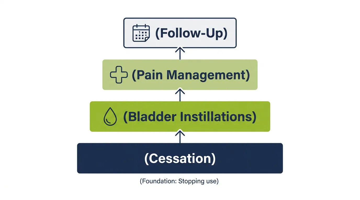 Medical setting representing the treatment approach for ketamine cystitis - with cessation as the essential foundation