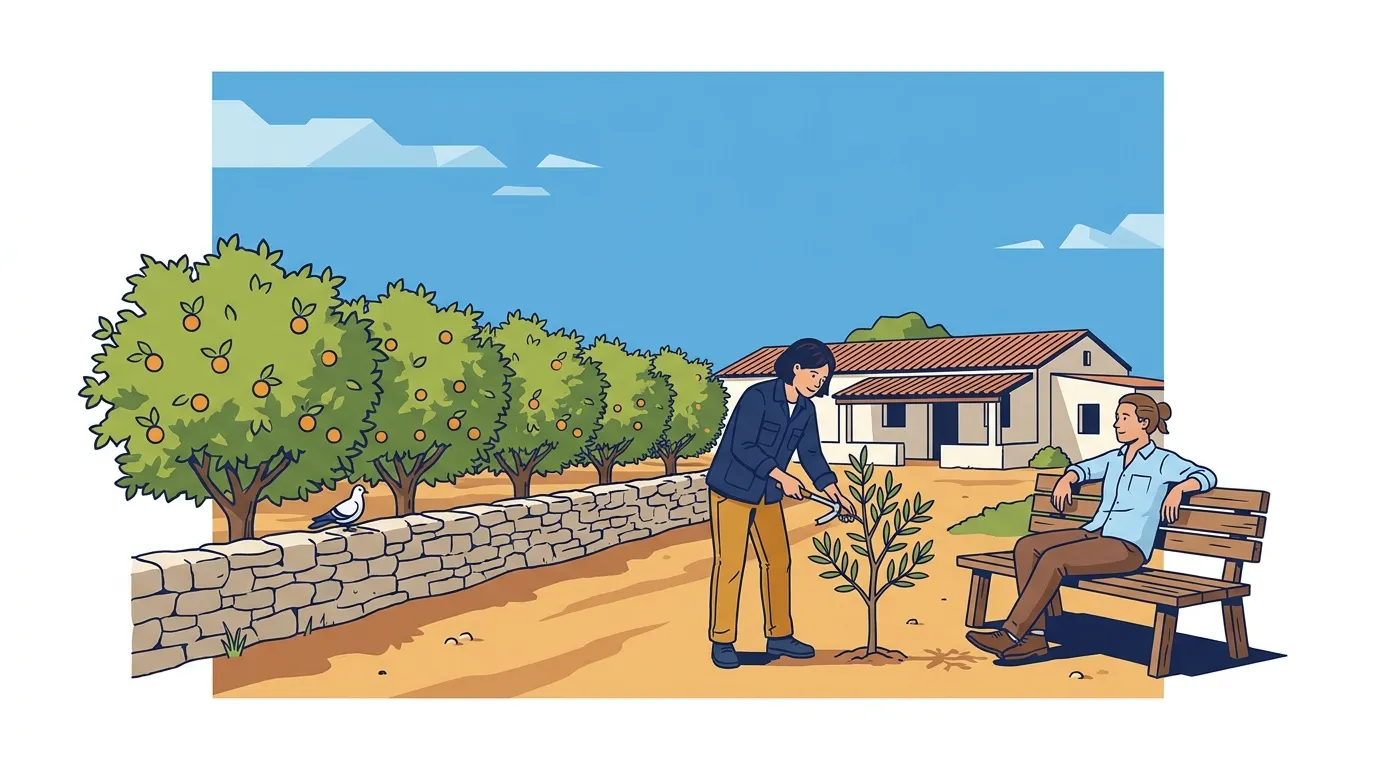 Outdoor farm and adventure activity space at Holina Village Cyprus, used as part of the residential therapeutic programme for emotional regulation