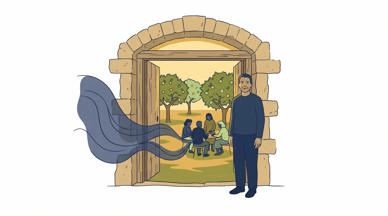 Illustration of dissociation deepening underlying trauma, anxiety, or depression