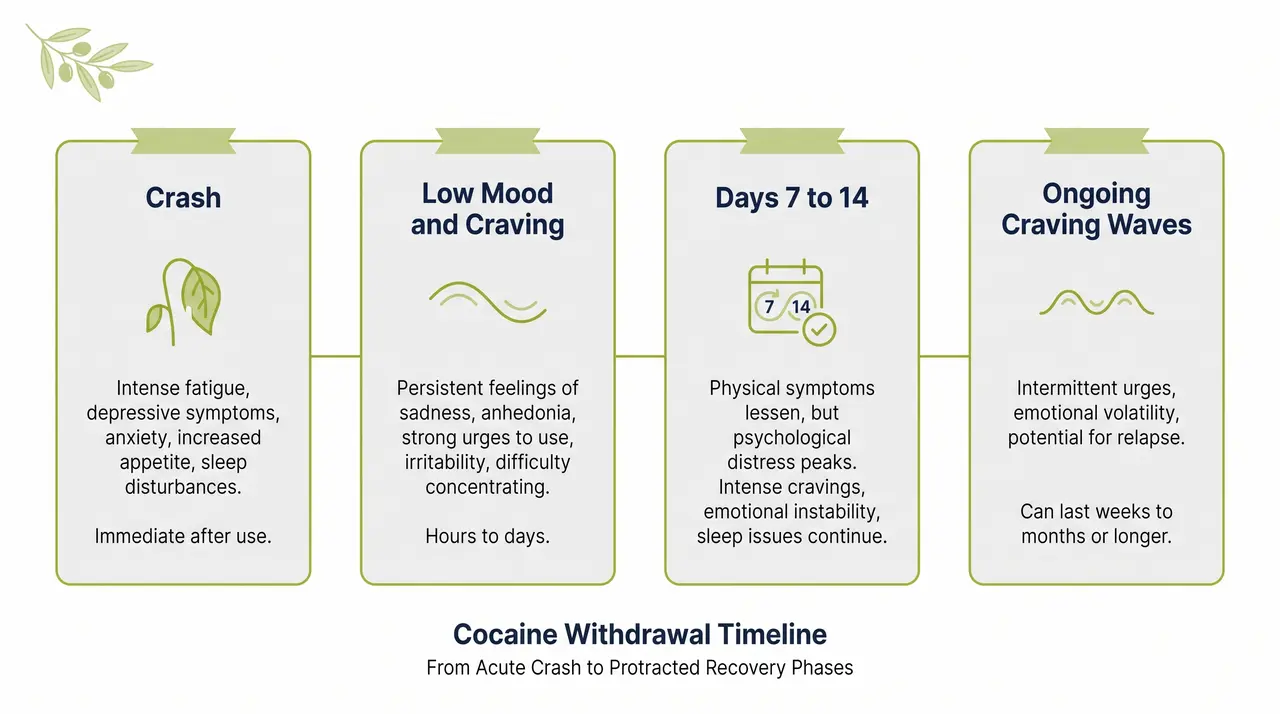 Person resting quietly during the early days of cocaine withdrawal