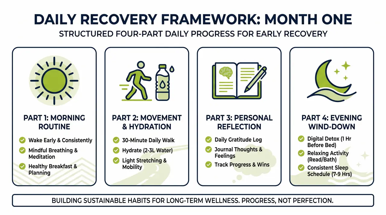 Checklist of recovery steps for the first thirty days after quitting cannabis